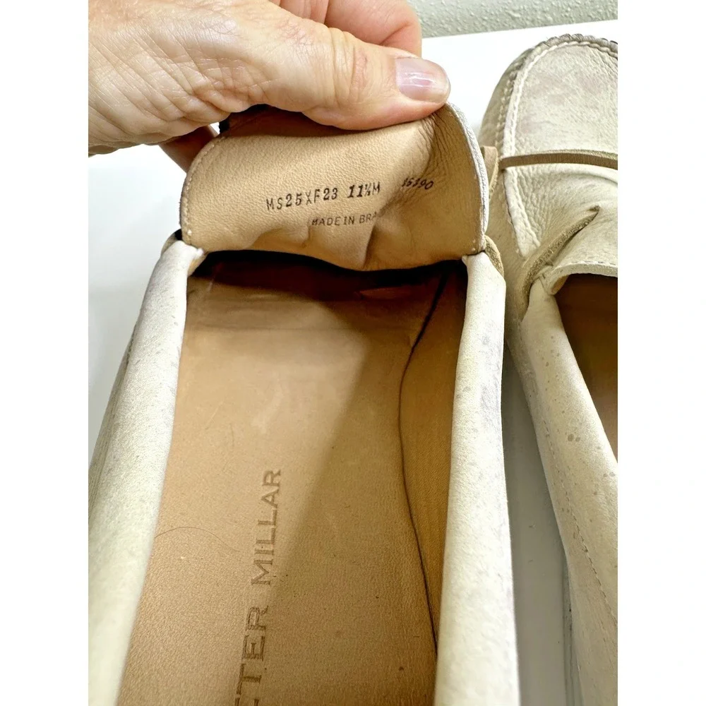 Peter Millar Men's Shoes Sz 11 1/2‎ M Tan Leather Boat Slip On DISTRESSED AS IS